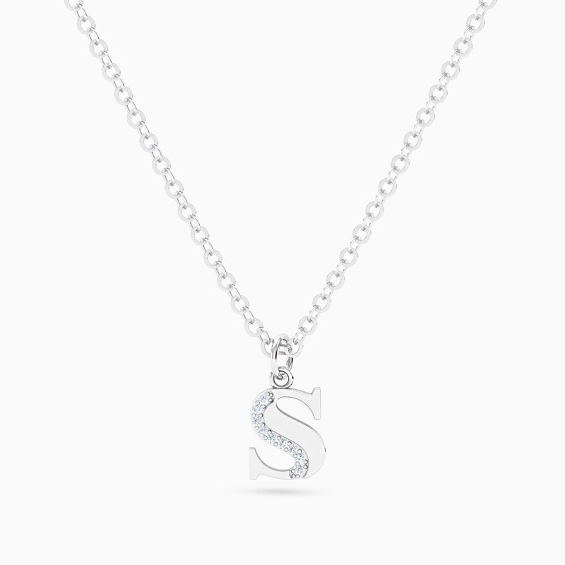 Miss L' by L'azurde Letter S Diamond Necklace In 14K Gold - Image 1